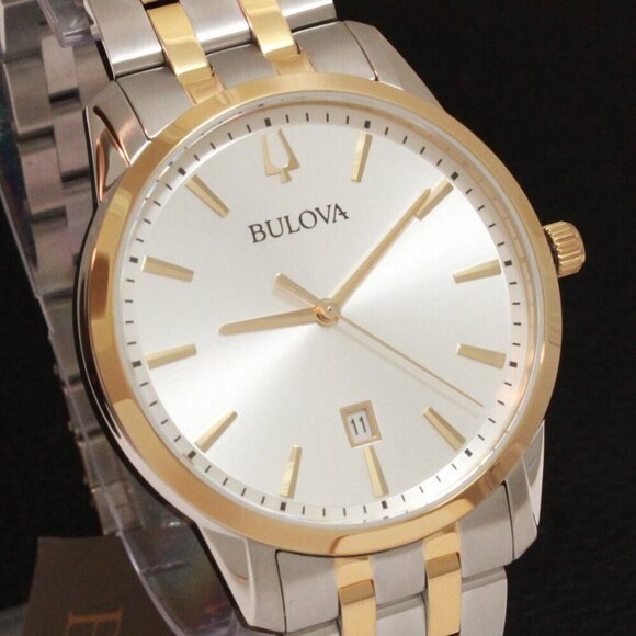 Bulova Men's Sutton Watch Two Tone Silver Dial 40mm - Picture 8 of 12